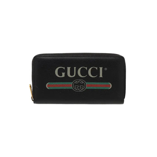 [BUNJANG] Gucci Logo Print Zipper Around Long Wallet / 구찌 로고 프린트 지퍼 어라운드 장지갑