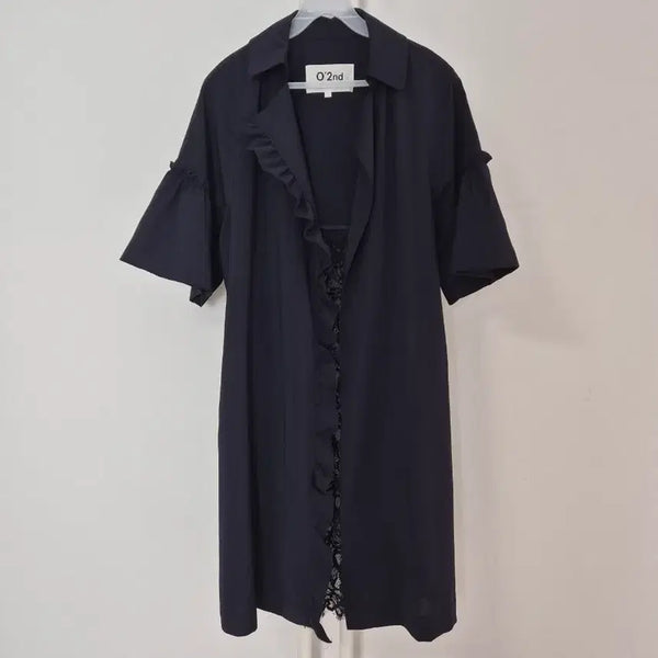 [BUNJANG] O'2nd Frill Lace Jacket Navy Size 0 / O'2nd  프릴 레이스자켓/네이비/0사이즈