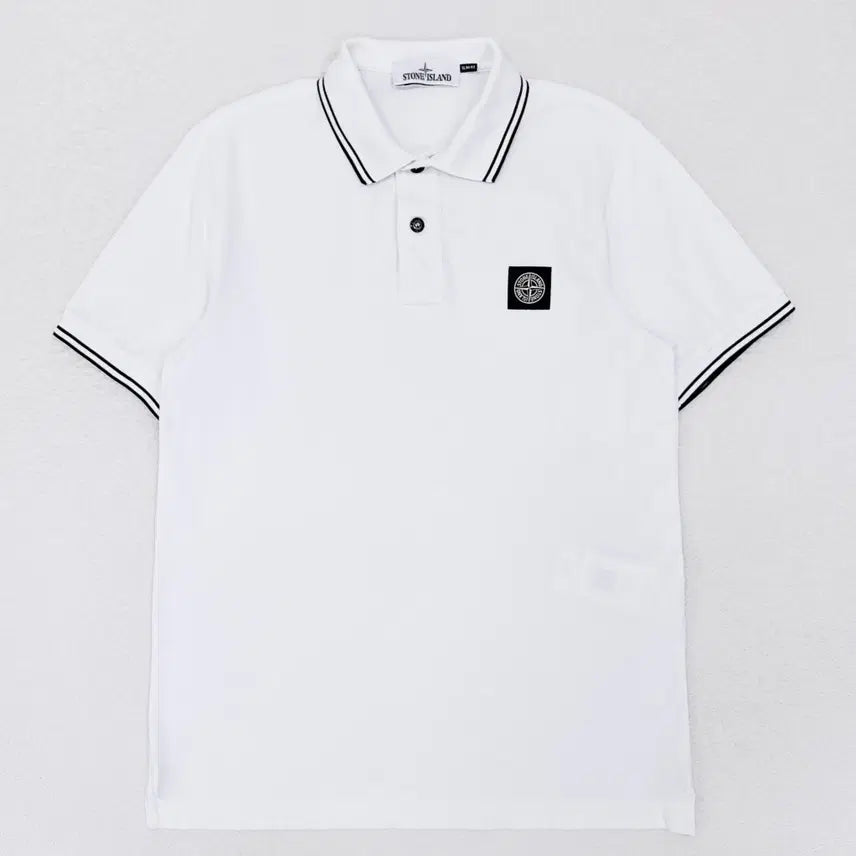 [BUNJANG] Stone Island White Cotton Polo Shirt / [95] 스톤아일랜드 화이트 코튼 카라티