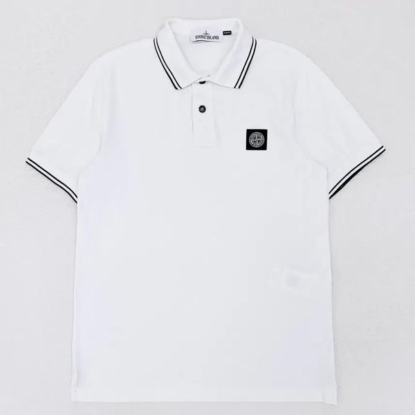 [BUNJANG] Stone Island White Cotton Polo Shirt / [95] 스톤아일랜드 화이트 코튼 카라티