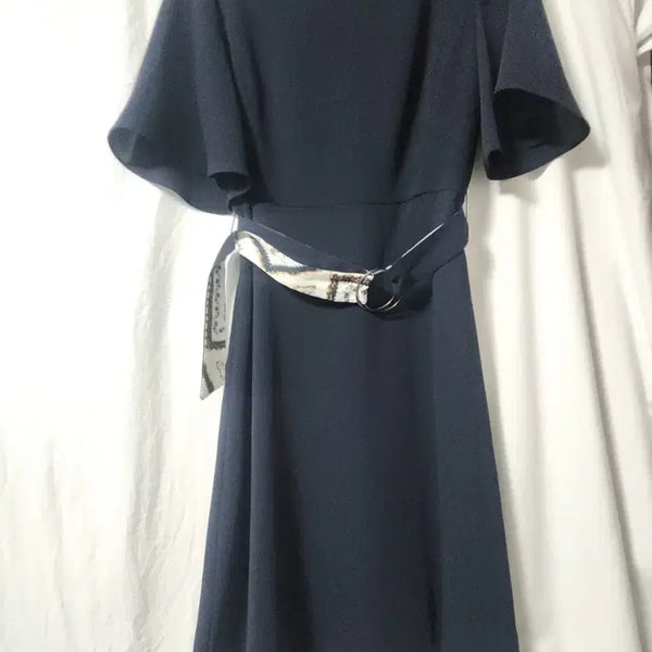 [BUNJANG] ROEM Women's Navy Midi Dress with Belt / ROEM 여성 네이비 원피스 벨트 포함