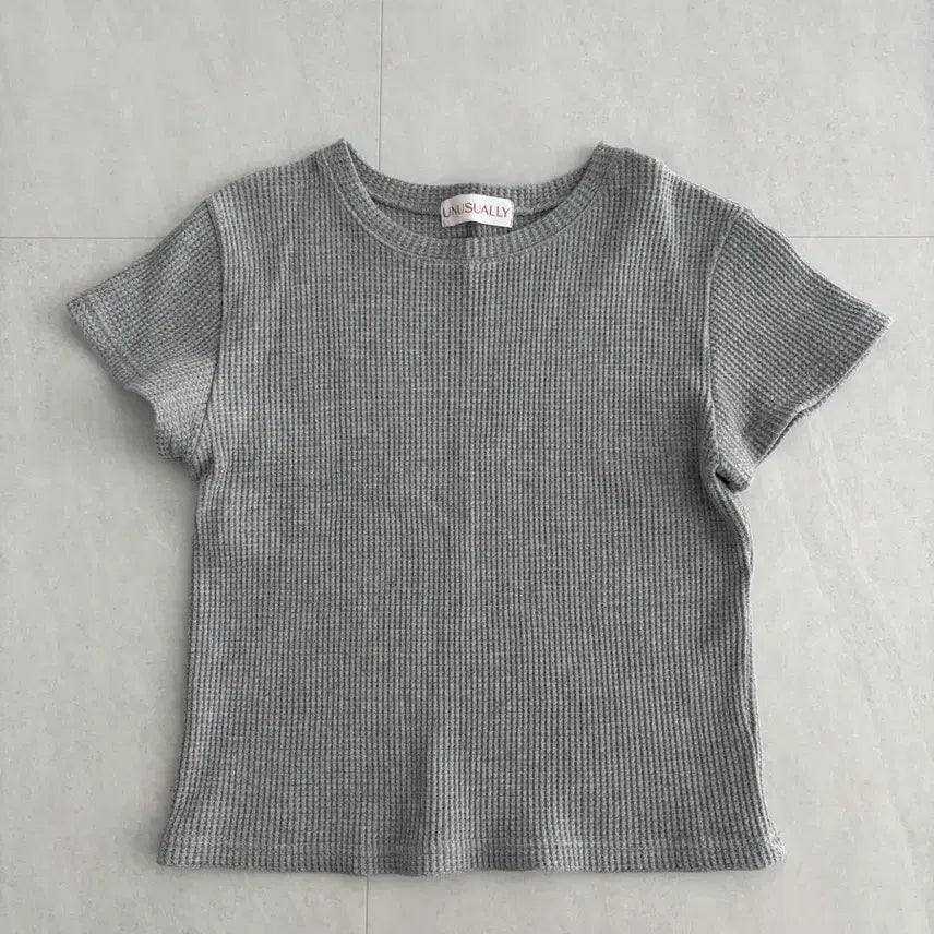 [BUNJANG] Waffle Short Sleeve T-Shirt - Gray / UNUSUALLY 그레이 와플 반팔티