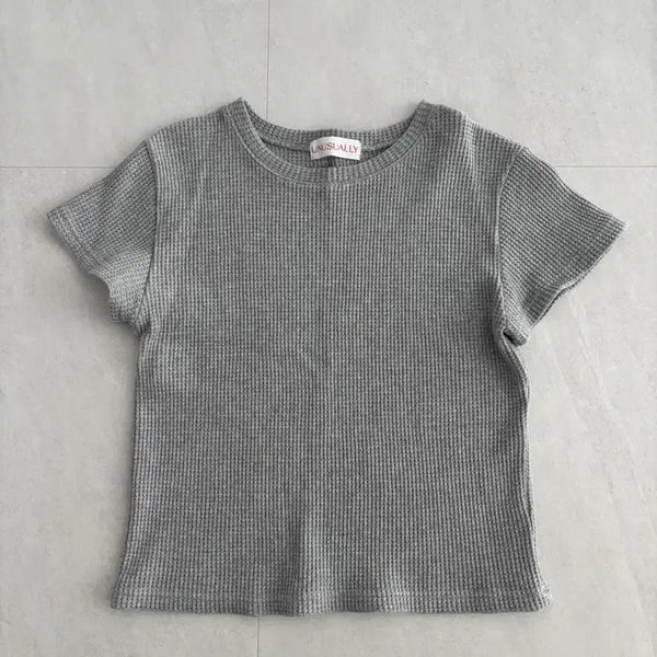 [BUNJANG] Waffle Short Sleeve T-Shirt - Gray / UNUSUALLY 그레이 와플 반팔티