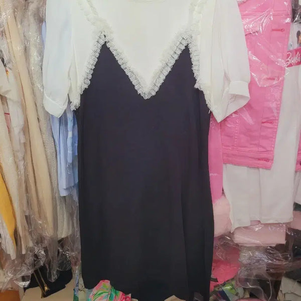 [BUNJANG] Lace Panel Dress - Imported / 레이스 배색 원피스  수입