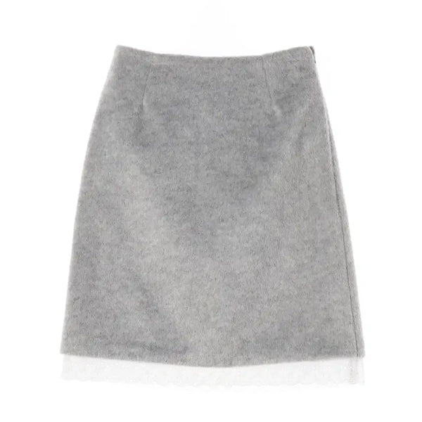[BUNJANG] SINOON 24FW Lace Midi Skirt - Mélange Grey / 시눈 24FW 레이스 미디 스커트 멜란지그레이
