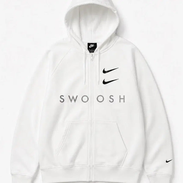 [BUNJANG] Nike Double Swoosh Hooded Zip-Up White / 나이키 스우시 후드 집업 화이트