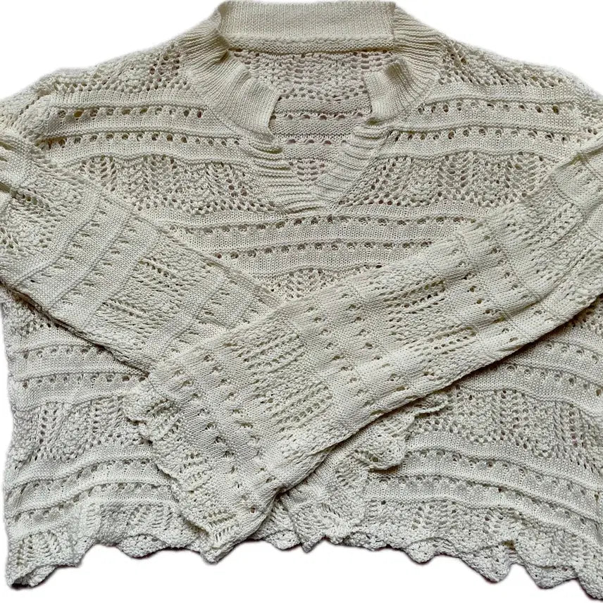 [BUNJANG] Ivory Summer Knit Net Cardigan / 아이보리 여름 니트 그물 니트 가디건(비치웨어, 레이어드, 휴양지&바캉스)