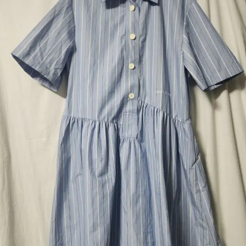 [BUNJANG] Striped Shirt Dress Blue / 스트라이프 셔츠 원피스 블루