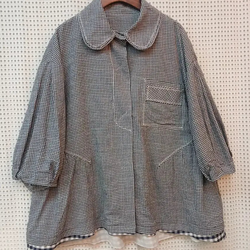 [BUNJANG] Check Pattern Free Size Shirt / 체크 free