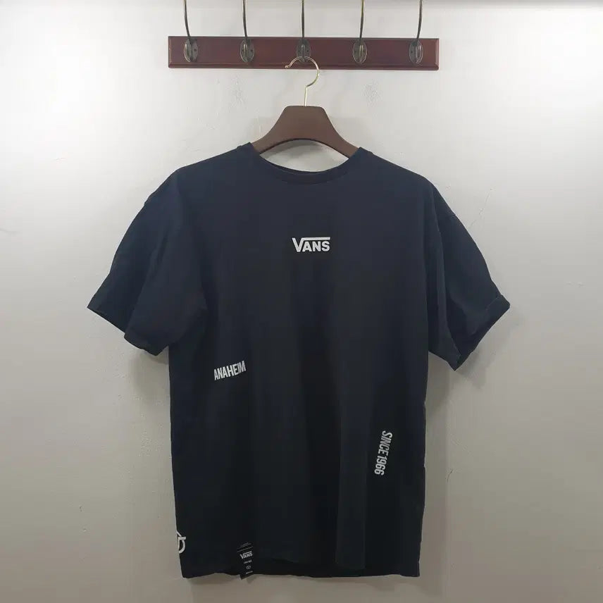 [BUNJANG] Vans Men's Black Lettering Short Sleeve T-Shirt - Medium / M 반스 남성 블랙 레터링 포인트 반팔 티셔츠