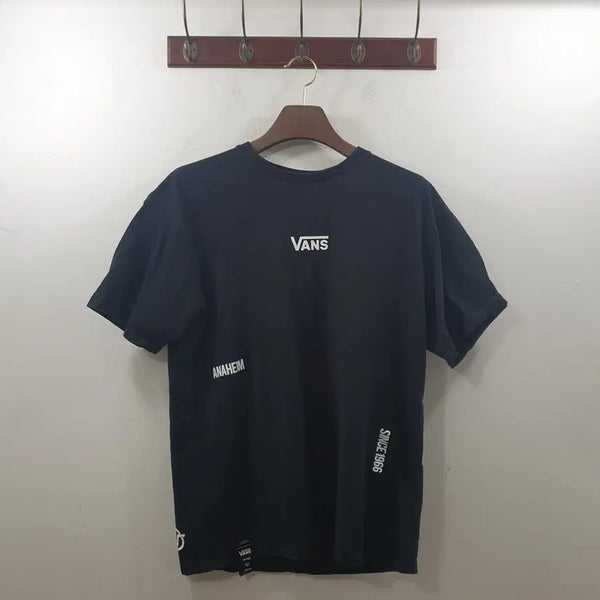 [BUNJANG] Vans Men's Black Lettering Short Sleeve T-Shirt - Medium / M 반스 남성 블랙 레터링 포인트 반팔 티셔츠