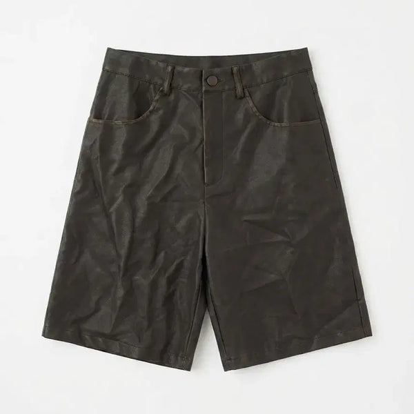 [BUNJANG] CIDER Black Leather Short Pants - Size S / CIDER 블랙 레더 숏팬츠 S