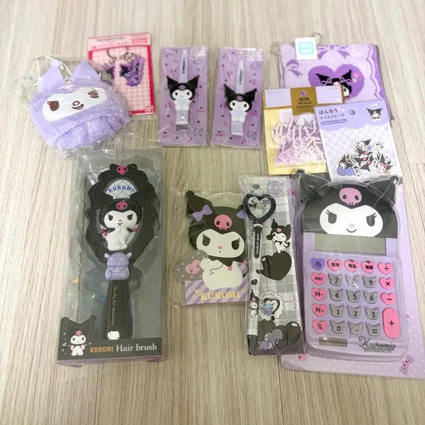 [BUNJANG] Sanrio Official Kuromi Stationery Set / 산리오 정품 쿠로미 문구 세트 새상품 미개봉 빗 계산기 펜 스티커 헤어핀 손수건 키링 등