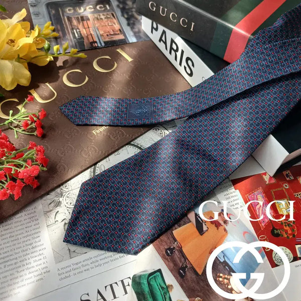 [BUNJANG] Gucci Navy GG All-Over Jacquard Pattern Silk Blend Tie / 구찌 프로 네이비 GG 전체 로고 자카드 넥타이 8.2cm S~A+등급 E1791