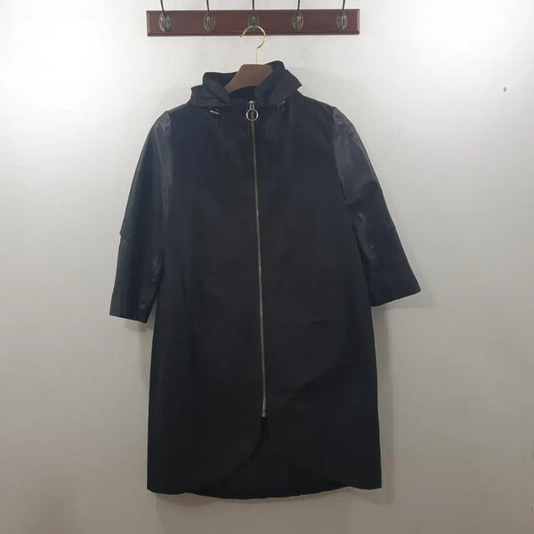 [BUNJANG] Jigott Women's Black Leather Sleeve Half Jacket Size 85 / 85 지고트 여성 블랙 레더 소매 하프 자켓