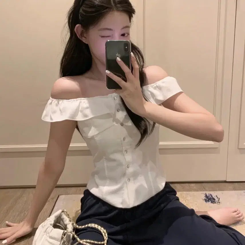 [BUNJANG] JENNIE O SHELLY Frill Blouse S / 제니오 셸리 프릴 블라우스 s