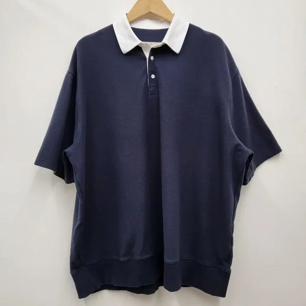 [BUNJANG] Pottery Short Sleeve Rugby T-Shirt Navy / 포터리 숏 슬리브 럭비 티셔츠 네이비