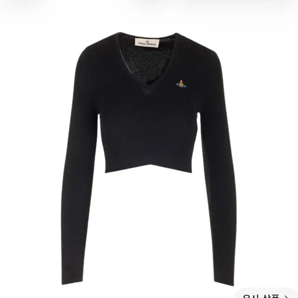 [BUNJANG] Vivienne Westwood Bea Crop V-Neck Sweater Black / (W) 비비안 웨스트우드 베아 크롭 브이넥 스웨터 블랙