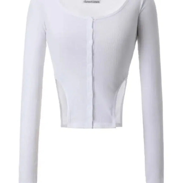 [BUNJANG] Threetimes Side Cutout Cardigan White / (옷장 정리) 쓰리타임즈 사이드 컷아웃 가디건 화이트