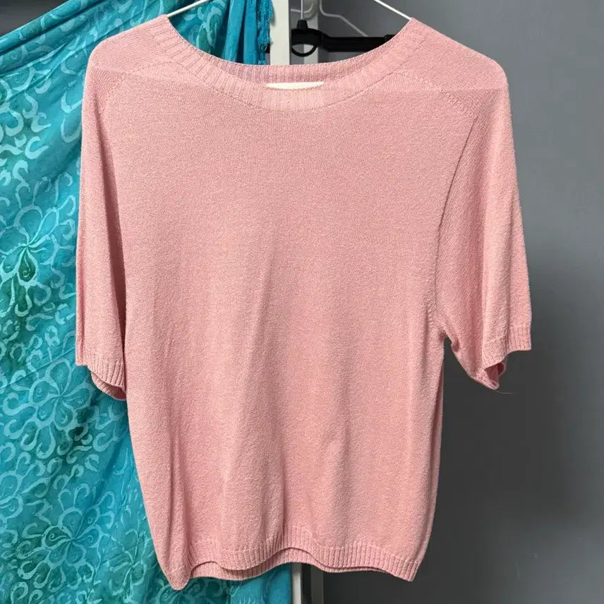 [BUNJANG] Women's Pink Short-Sleeve Knit Top / 핑크 니트반팔