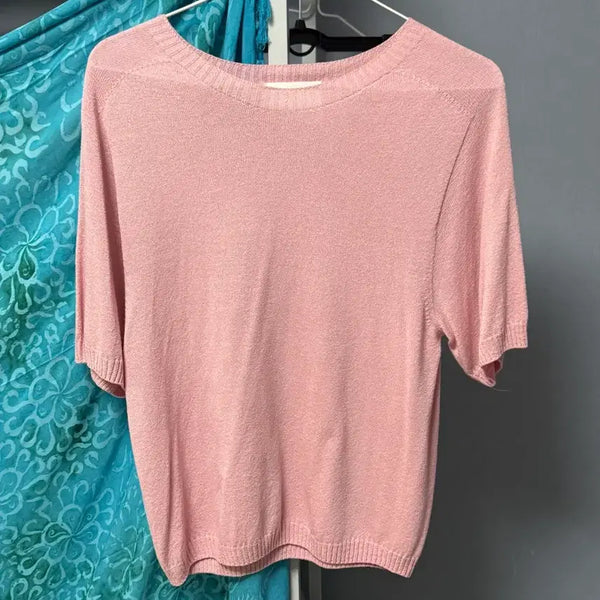[BUNJANG] Women's Pink Short-Sleeve Knit Top / 핑크 니트반팔
