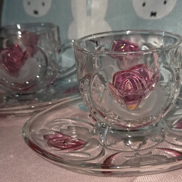 [BUNJANG] SOGA Pink Rose 80s Vintage Cup and Saucer Set / SOGA 핑크 로즈 일본 80s 빈티지 잔
