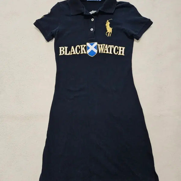 [BUNJANG] Polo Ralph Lauren Big Pony Black Watch Collar Dress / 폴로 랄프로렌 금장 빅포니 블랙워치 블랙 카라 원피스 급처