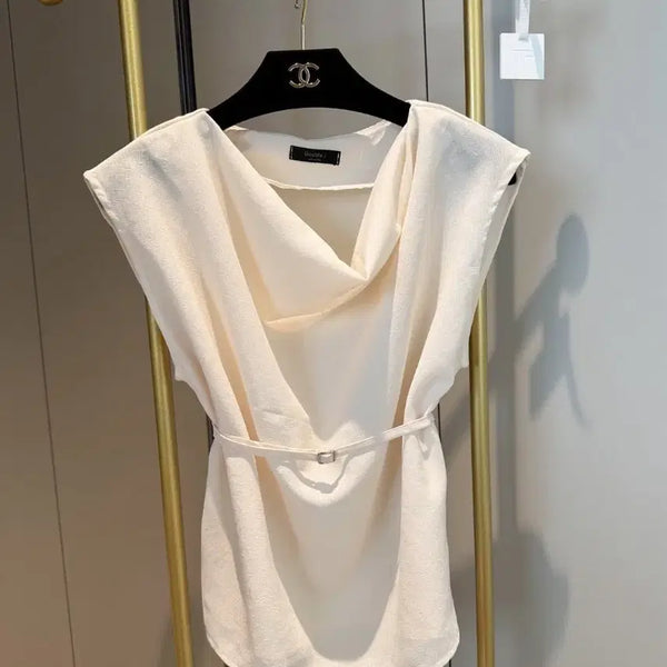 [BUNJANG] Belt Drape Blouse / 벨트 드레이프 블라우스 새상품