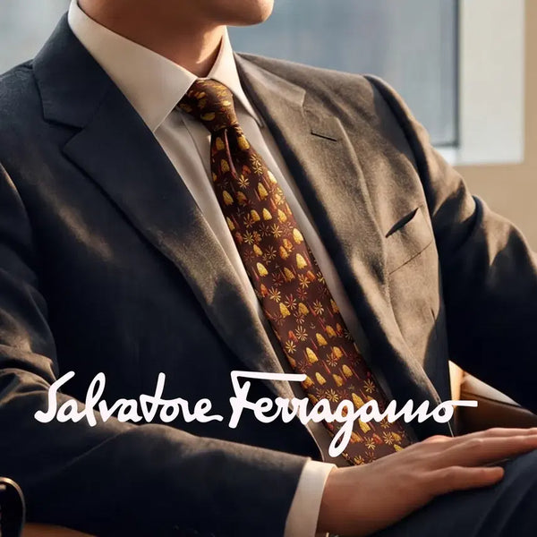 [BUNJANG] Salvatore Ferragamo Silk Autumn Tree Motif Necktie 9.5cm / 페라가모 실크 브라운 명품넥타이 9.5cm S~A+등급 K3288