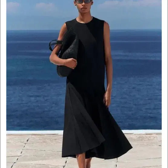 [BUNJANG] COS Pleated Cotton Linen Maxi Dress Black / (택/영수증 포함 새상품) [COS] 코스 플리티드 코튼 리넨 맥시 드레스