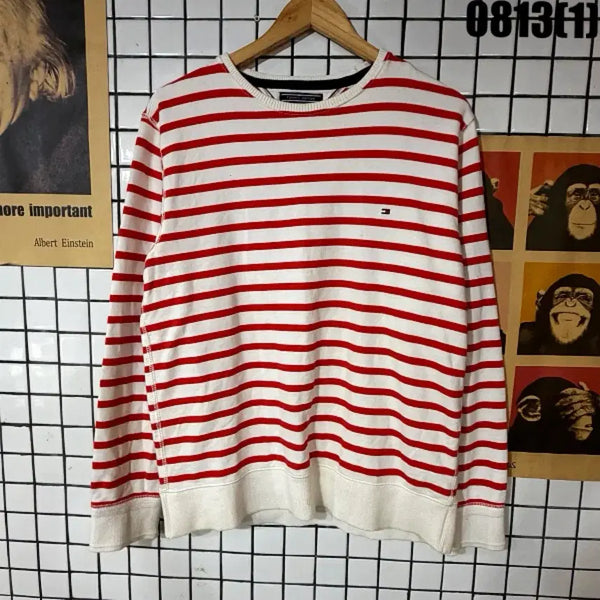 [BUNJANG] Tommy Hilfiger Striped Crewneck Sweatshirt L / 타미힐피거 단가라 맨투맨 L 0813