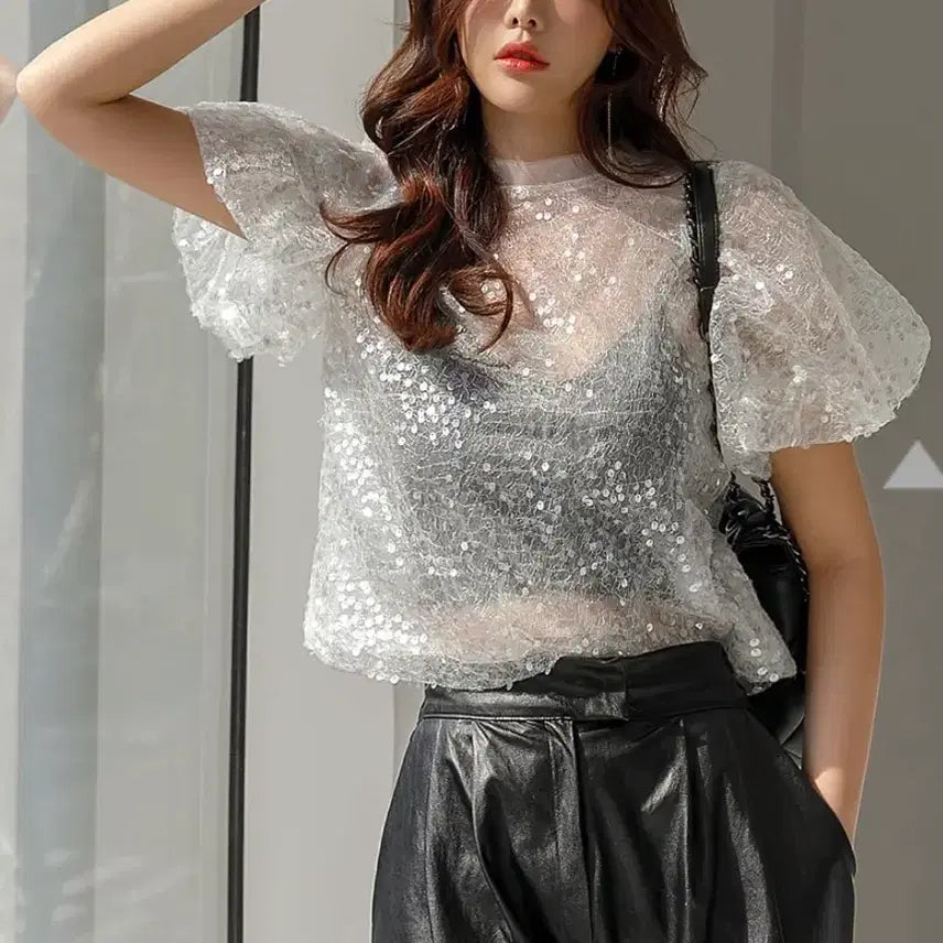 [BUNJANG] DINT E2676 Sequin See-Through Top / 딘트(DINT) E2676 스팽글 시스루 탑 F