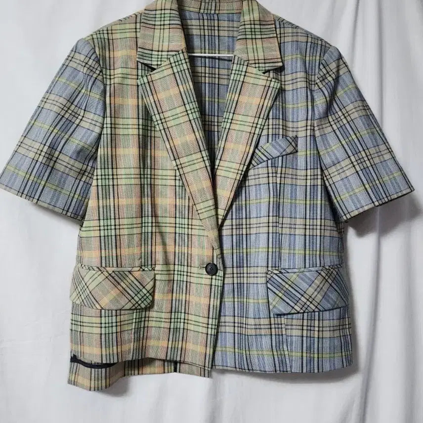 [BUNJANG] MAGJAY Check Short Sleeve Jacket / MAGJAY 체크 반팔 자켓
