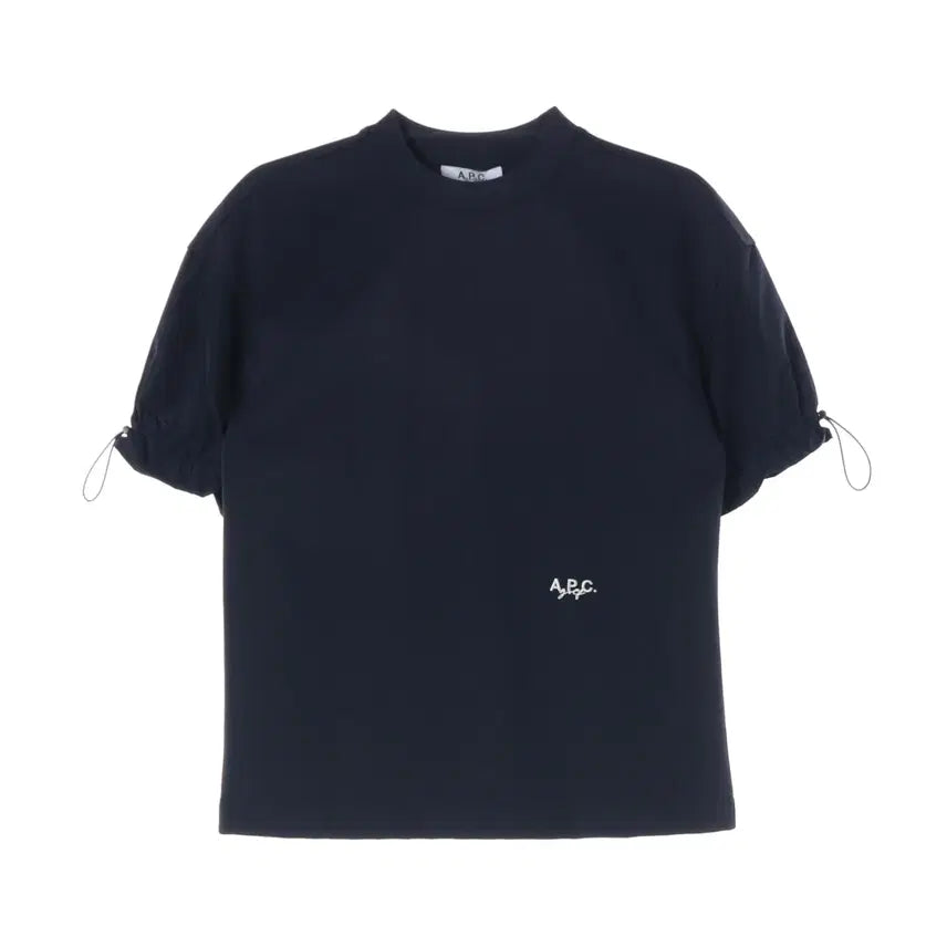 [BUNJANG] APC 23SS Logo Embroidery Short Sleeve T-Shirt Navy / 아페쎄 골프 APC 23SS 로고 자수 소매 셔링 반팔 티셔츠 네이비
