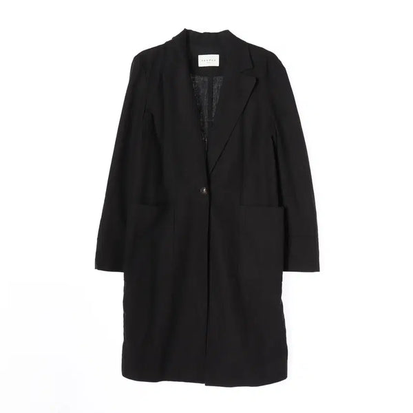 [BUNJANG] Sandro Linen Blend Single Button Long Trench Coat Jacket / 산드로 린넨 혼방 싱글 버튼 롱 트렌치 코트 재킷