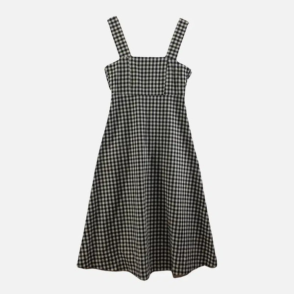 [BUNJANG] Black Women's Checkered Dress / 블랙 여자 체크 원피스 S O0446