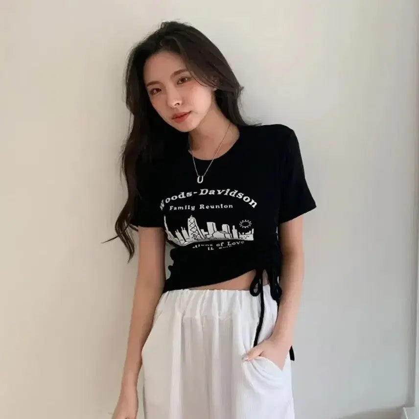 [BUNJANG] Graphic Print Cropped T-Shirt / 프린팅 크롭 티셔츠