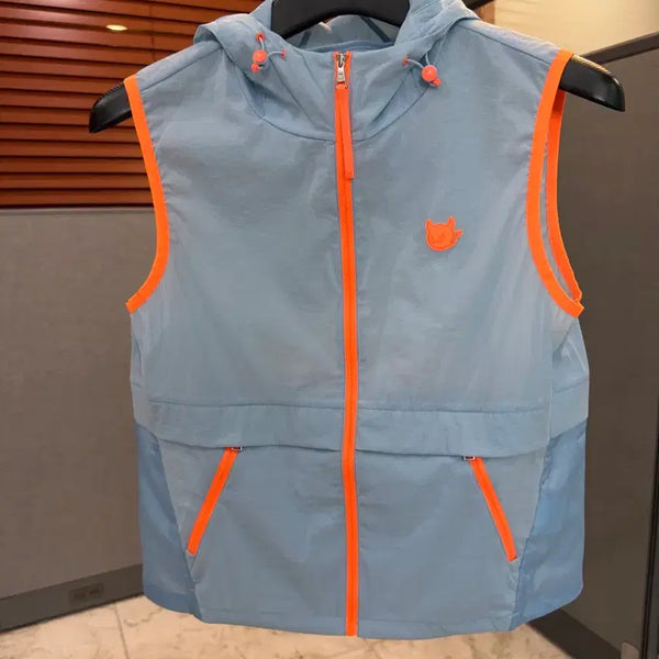 [BUNJANG] WAK Women's Golf Vest (Sky Blue/Orange) / 왁 여성 조끼