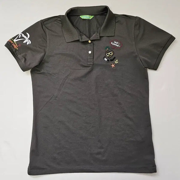 [BUNJANG] Sesame Street Palm Tree Graphic Short Sleeve Polo Shirt / 세서미 스트리트 야자수 그래픽 골픈 반팔 카라티