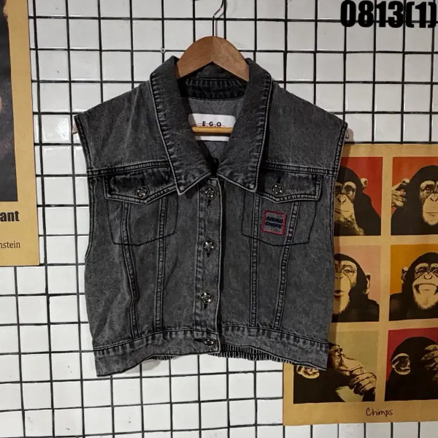 [BUNJANG] Women's Grey Washed Denim Vest / 데님 조끼 L 0813
