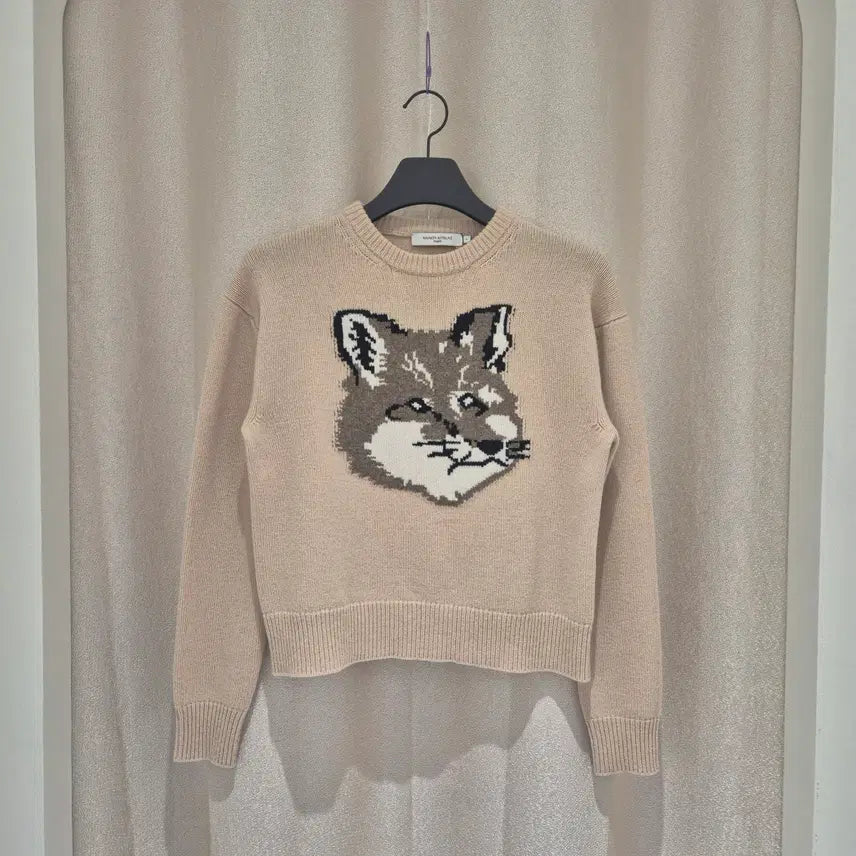 [BUNJANG] Maison Kitsuné Big Fox Head Pullover Knit Beige S / (S)메종키츠네 빅 폭스 헤드 풀오버 니트 베이지