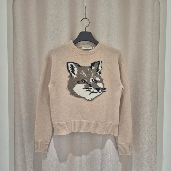 [BUNJANG] Maison Kitsuné Big Fox Head Pullover Knit Beige S / (S)메종키츠네 빅 폭스 헤드 풀오버 니트 베이지