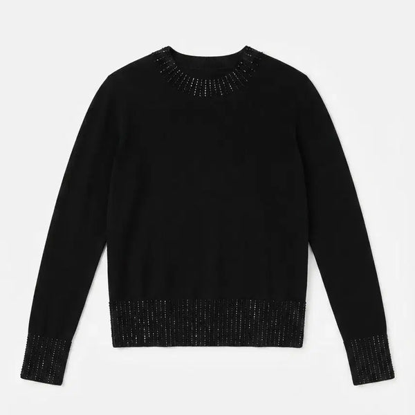 [BUNJANG] Marella Black Beaded Knit Top L / 마렐라 블랙 비즈 장식 니트 L
