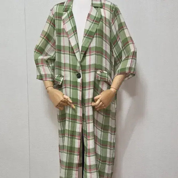 [BUNJANG] Ecole de Paris Check Long Jacket / 에꼴드파리 체크 롱 재킷