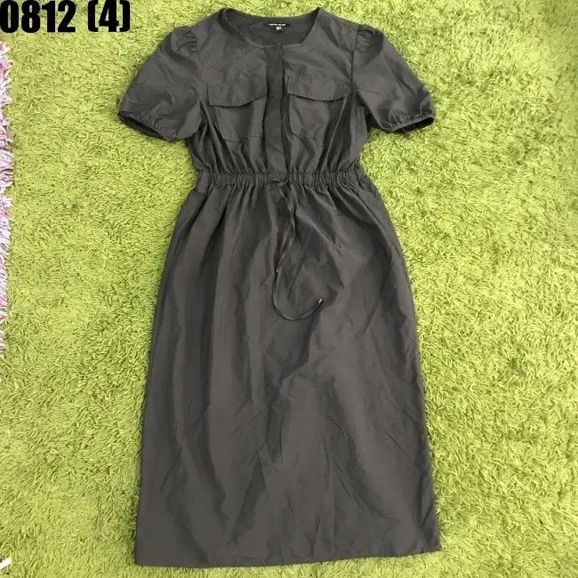 [BUNJANG] Plastic Island Shirring Dress Charcoal / 플라스틱아일랜드 셔링 원피스 차콜 0812