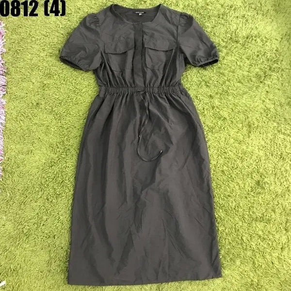[BUNJANG] Plastic Island Shirring Dress Charcoal / 플라스틱아일랜드 셔링 원피스 차콜 0812