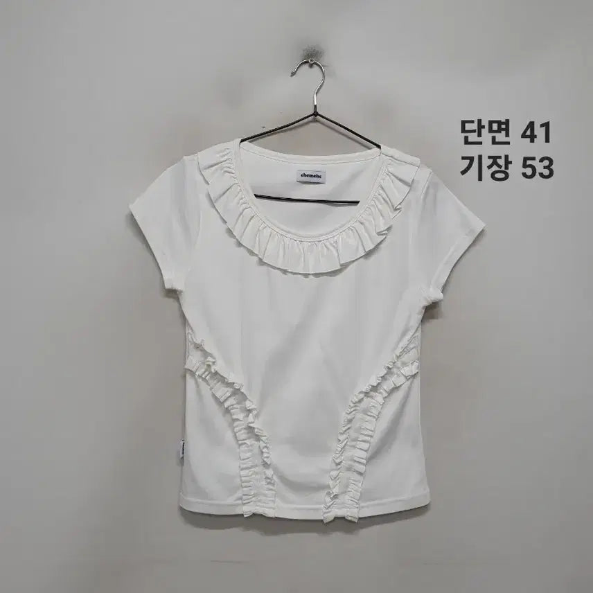 [BUNJANG] CHEMISTORY Frill Short-Sleeve T-Shirt / 체메씨 프릴 반팔 티셔츠