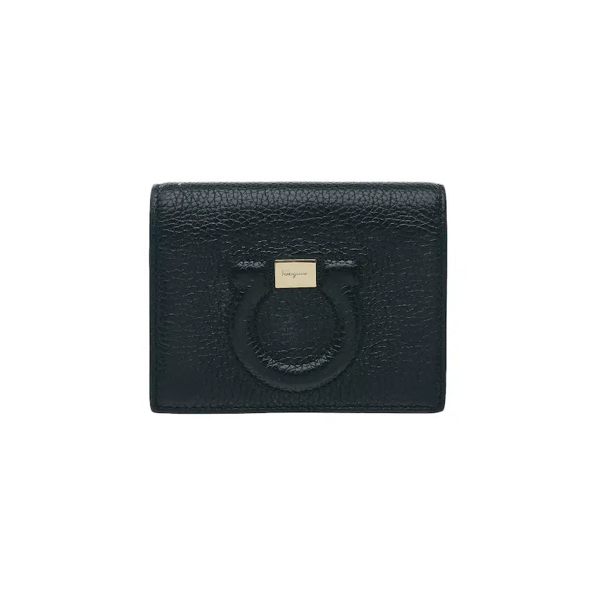 [BUNJANG] Salvatore Ferragamo Gancini Bifold Wallet Black Leather / 페라가모 간치니 시티 반지갑