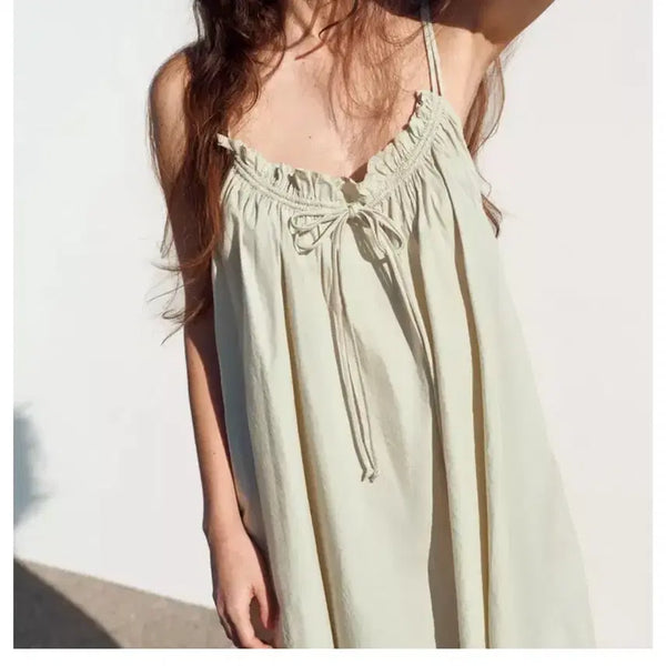 [BUNJANG] Zara Poplin Strap Mini Dress / 자라 포플린 스트랩 미니 원피스