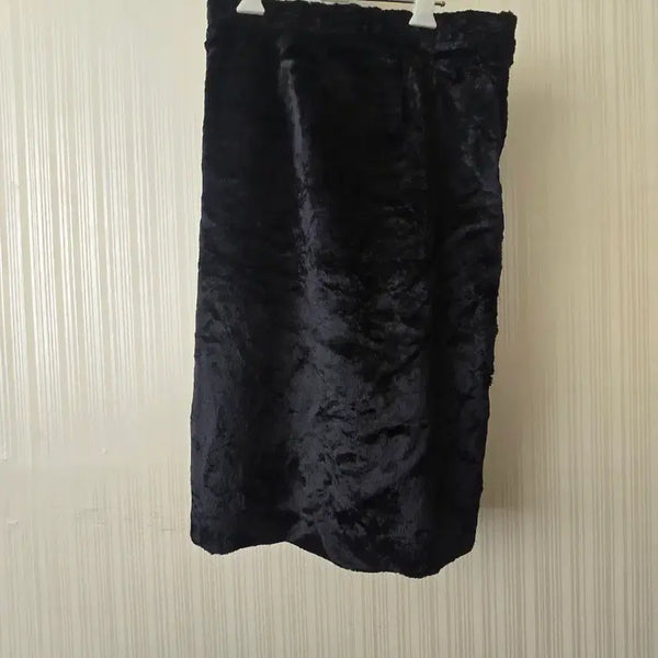 [BUNJANG] Black Velvet H-Line Midi Skirt Size 66 / 블랙 벨벳 H라인 미디 스커트 66